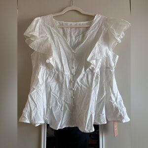 NWT - SHEIN White Ruffle Sleeve Top